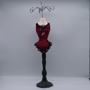Crushed Red Velvet Boudoir Jewellery Stand
